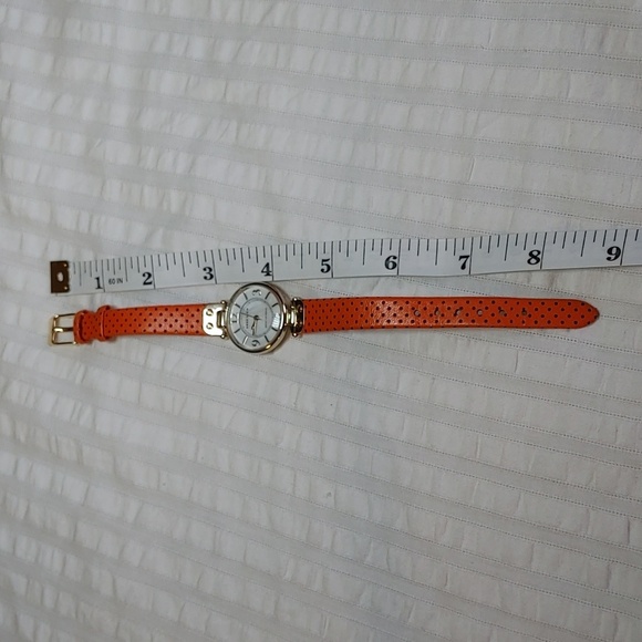 Anne Klein Orange Leather Mother Of Pearl Watch - Picture 7 of 8